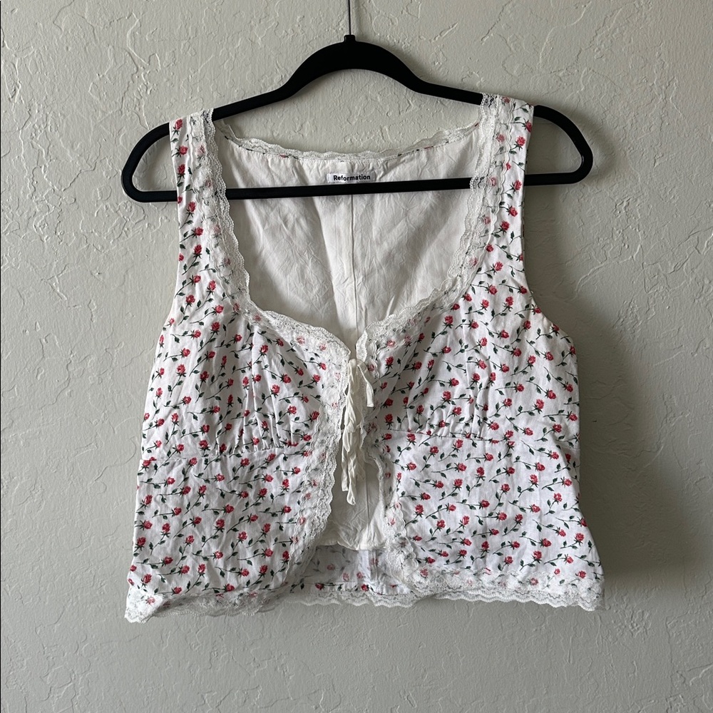 Reformation Floral Lace Trim Tank Top